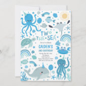 Twee Het Zee Schattige Zee Wezens 2e Verjaardagsfe Kaart (Voorkant)