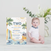 Twee Het Zee Surf Beach 1e Verjaardag Foto Kaart (Staand voorkant)