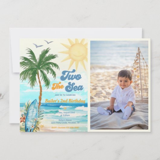 Twee het Zee Surf Beach 2e Verjaardag Foto Kaart (Voorkant)