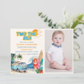 Twee Het Zee Surf Beach 2e Verjaardag Foto Kaart (Staand voorkant)