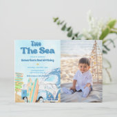 Twee Het Zee Surf Beach 2e Verjaardag Foto Kaart (Staand voorkant)