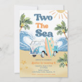 Twee Het Zee Surf Beach 2e Verjaardagsfeestje Kaart (Voorkant)