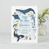 Twee Het Zee Whale Shark Zee Leven 2e Verjaardag Kaart (Staand voorkant)