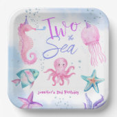 Twee het Zee! Zeemeermin 2e Verjaardag Schattigee  Papieren Bordje (Voorkant)