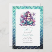 "Twee het Zee" Zeemeermin 2e Verjaardagsfeest Kaart (Voorkant)