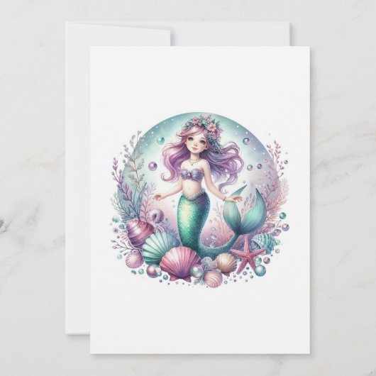 "Twee het Zee" Zeemeermin 2e Verjaardagsfeest Kaart (Achterkant)