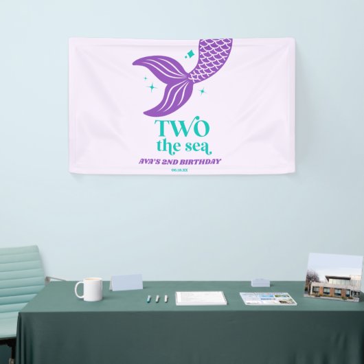 TWEE Het Zee Zeemeermin 2e Verjaardagsfeest Spandoek (Beurs)