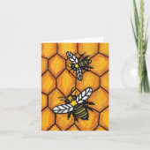 Twee het zoemen Zwarte stuntelt Geel Bijen op Kaart (Voorkant)