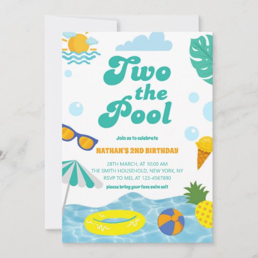 Twee het zwembad 2e verjaardag Zomer Splish Splash Kaart (Voorkant)