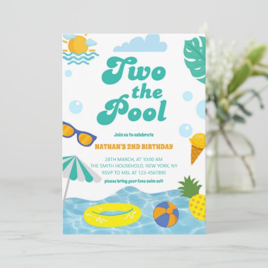 Twee het zwembad 2e verjaardag Zomer Splish Splash Kaart (Staand voorkant)