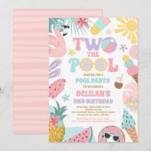 Twee Het Zwembad Zomer 2e Verjaardag Zwembad Party Kaart (Voorkant / Achterkant)