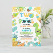 Twee Het Zwembad Zomer 2e Verjaardag Zwembad Party Kaart (Staand voorkant)