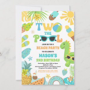 Twee Het Zwembad Zomer 2e Verjaardag Zwembad Party Kaart