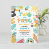 Twee Het Zwembad Zomer 2e Verjaardag Zwembad Party Kaart (Staand voorkant)