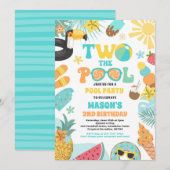 Twee Het Zwembad Zomer 2e Verjaardag Zwembad Party Kaart (Voorkant / Achterkant)