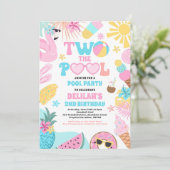 Twee Het Zwembad Zomer 2e Verjaardag Zwembad Party Kaart (Staand voorkant)