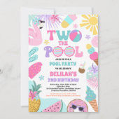 Twee Het Zwembad Zomer 2e Verjaardag Zwembad Party Kaart (Voorkant)