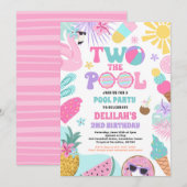 Twee Het Zwembad Zomer 2e Verjaardag Zwembad Party Kaart (Voorkant / Achterkant)