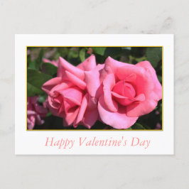 Twee hete roze roos bloemen Valentijnsdag Feestdagenkaart
