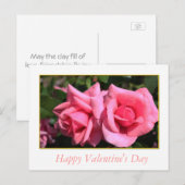 Twee hete roze roos bloemen Valentijnsdag Feestdagenkaart (Voorkant / Achterkant)
