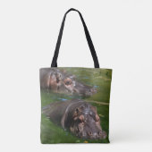 Twee Hippos zwemmen in Pond, Totebag Tote Bag (Achterkant)