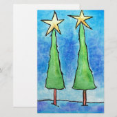 Twee Hoge Kerstbomen Briefpapier (Voorkant / Achterkant)