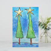 Twee Hoge Kerstbomen Briefpapier (Staand voorkant)