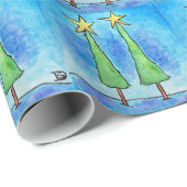 Twee Hoge Kerstbomen Cadeaupapier (Rol Hoek)