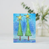 Twee Hoge Kerstbomen Feestdagenkaart (Staand voorkant)