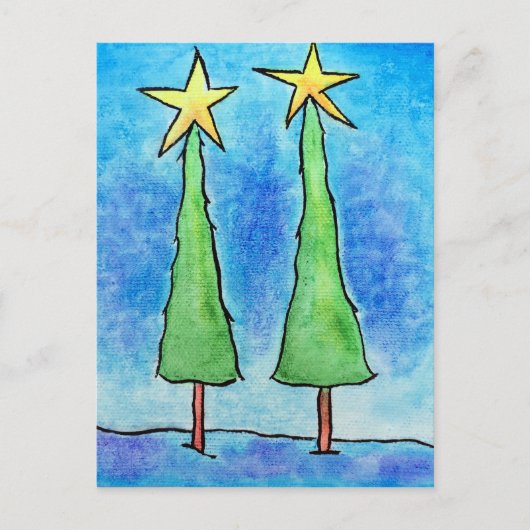 Twee Hoge Kerstbomen Feestdagenkaart (Voorkant)