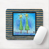 Twee Hoge Kerstbomen Muismat (Met muis)