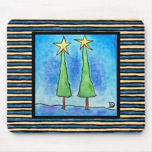 Twee Hoge Kerstbomen Muismat (Voorkant)