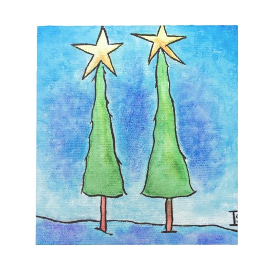 Twee Hoge Kerstbomen Notitieblok (Voorkant)