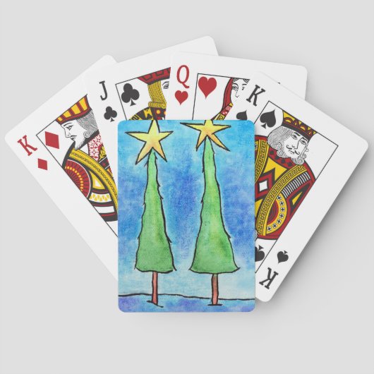 Twee Hoge Kerstbomen Pokerkaarten (Achterkant)