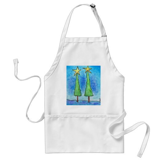 Twee Hoge Kerstbomen Standaard Schort (Voorkant)