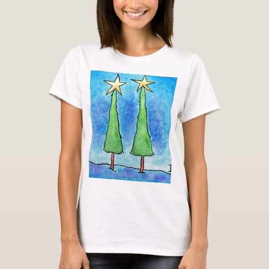 Twee Hoge Kerstbomen T-shirt (Voorkant)