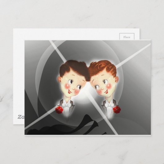 Twee homoseksuele Mannen paar in Tuxedos Schattige Briefkaart (Voorkant / Achterkant)
