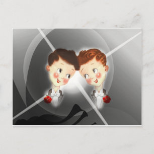 Twee homoseksuele Mannen paar in Tuxedos Schattige Briefkaart