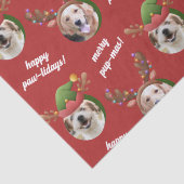 Twee Hond Foto Rendier Antler Vrolijk Kerstrood Tissuepapier (Detail)