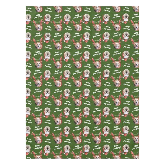 Twee Hond Foto Vrolijk Kerstmis Klein + Medium Tafelkleed (Voorkant)