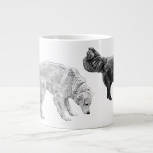 Twee-Hond Sniffari in Fijne Graan Grote Koffiekop