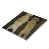 Twee honden die in een deurraam kijken, achteraan  tegeltje (Zijkant)