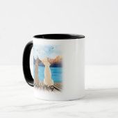 Twee honden die op een dok zitten passen mok (Voorkant links)