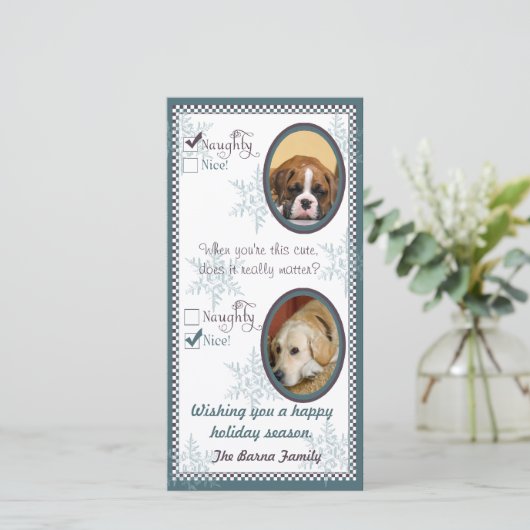 Twee honden Kerstkaart sjabloon (Staand voorkant)