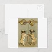 Twee honden luiden de kerstklokken feestdagenkaart (Voorkant / Achterkant)