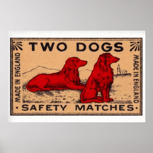 Twee honden - Matchbox Print - Zweden Muurkunst (Voorkant)