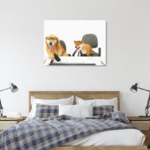 Twee honden met een stropdas en een bril, zittend canvas afdruk (Insitu (Slaapkamer))