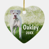 Twee honden met tweekleurige kersthondenversiering keramisch ornament (Achterkant)