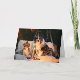 Twee honden nieuwjaarskaart feestdagen kaart