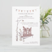 Twee honden op een kerkdiertje met het huwelijk aankondiging (Staand voorkant)